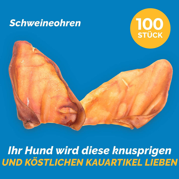 123 Treats Whole Pig Ear Dog Chews Pig Ear Dog Treats (100 Pieces) 100 stück (1er Pack), 100 stü