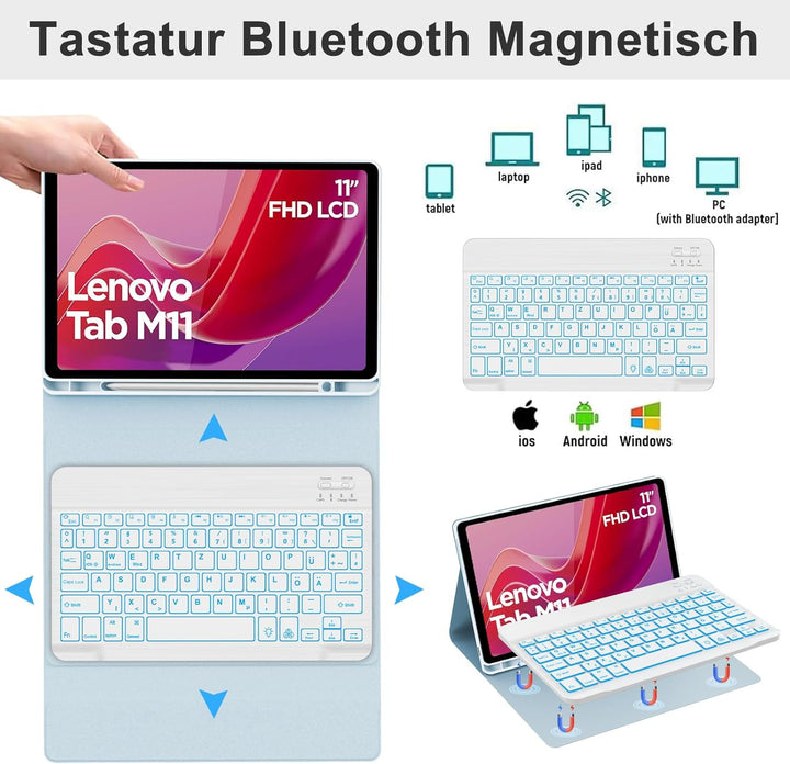 WINCHKING Hülle Mit Tastatur Für Lenovo Tab M11 2024, Hülle Tastatur Für Lenovo Tab M11 Tb330 11 Zol