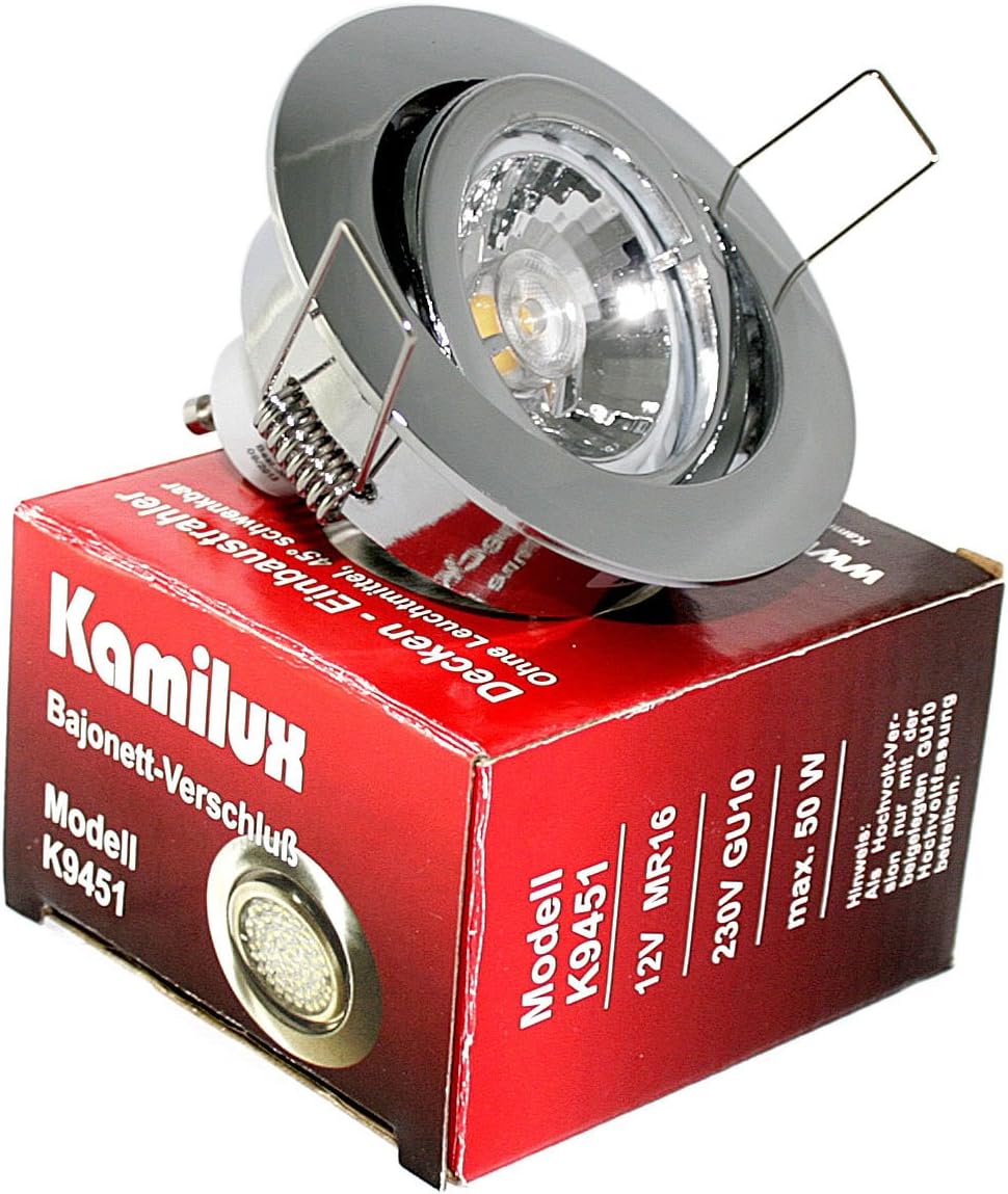 Kamilux 3er Set Einbaustrahler/Spot Bajo in chrom glänzend, Halogen oder LED geeignet, inkl. GU10 Fa