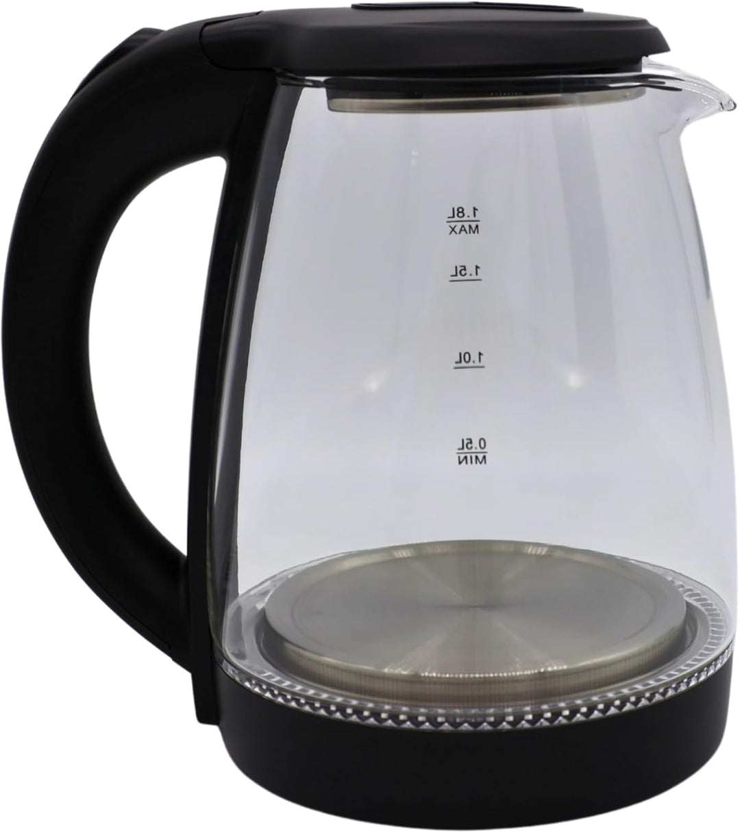 SHOV Glas Wasserkocher 1,8L – 1500W, LED-Beleuchtung, 360° Basis, Trockenlaufschutz – Schwarz