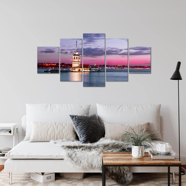 Runa Art Wandbilder Istanbul Türkei 5 Teilig Bild auf Vlies Leinwand Deko Wohnzimmer Schlafzimmer St