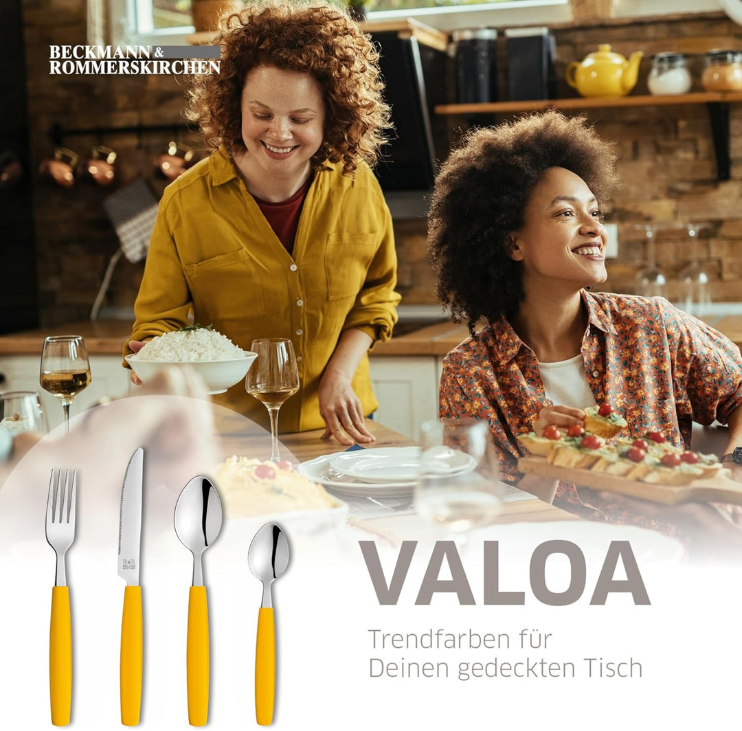 Beckmann & Rommerskirchen VALOA Besteck Set 4 Personen - 16-teilig - Gelb - Spülmaschinenfest - Hoch