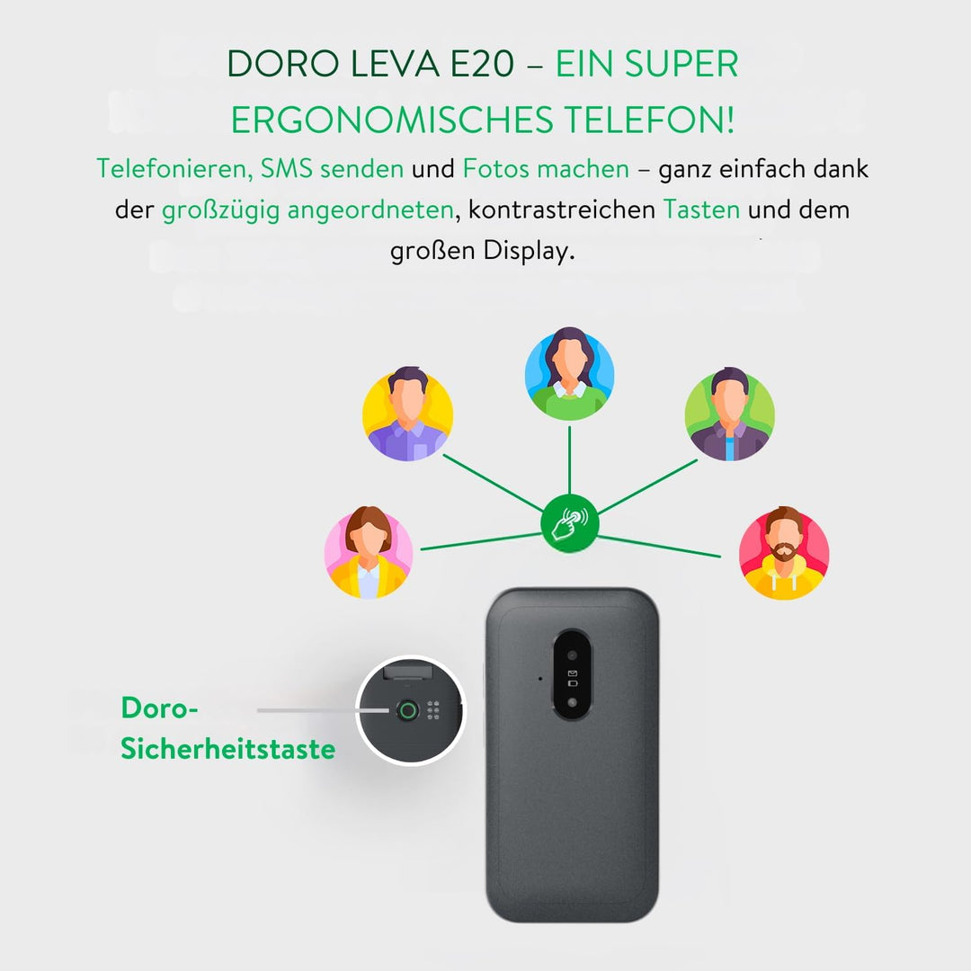 Doro Telefon Leva E20 – 4G Klapphandy für Senioren – 2,8 Zoll Display, kontrastreiche Tasten, besond