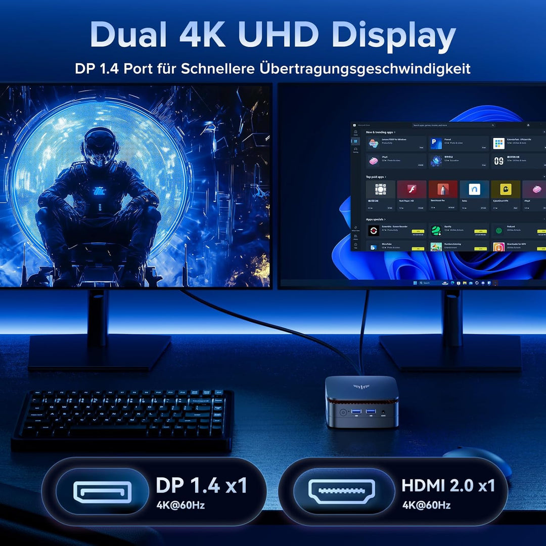 NiPoGi AK1PLUS Mini PC Ιntel Alder Lake Ν97(Bis zu 3,6GHz,4C/4T) 16GB DDR4/512GB M.2 SSD,Mini Comput