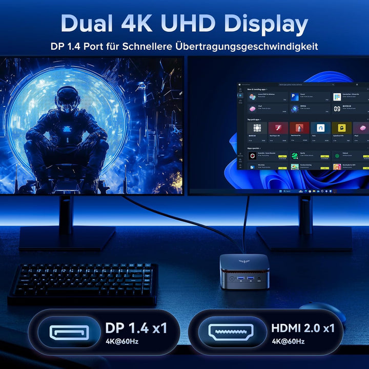 NiPoGi AK1PLUS Mini PC Ιntel Alder Lake Ν97(Bis zu 3,6GHz,4C/4T) 16GB DDR4/512GB M.2 SSD,Mini Comput