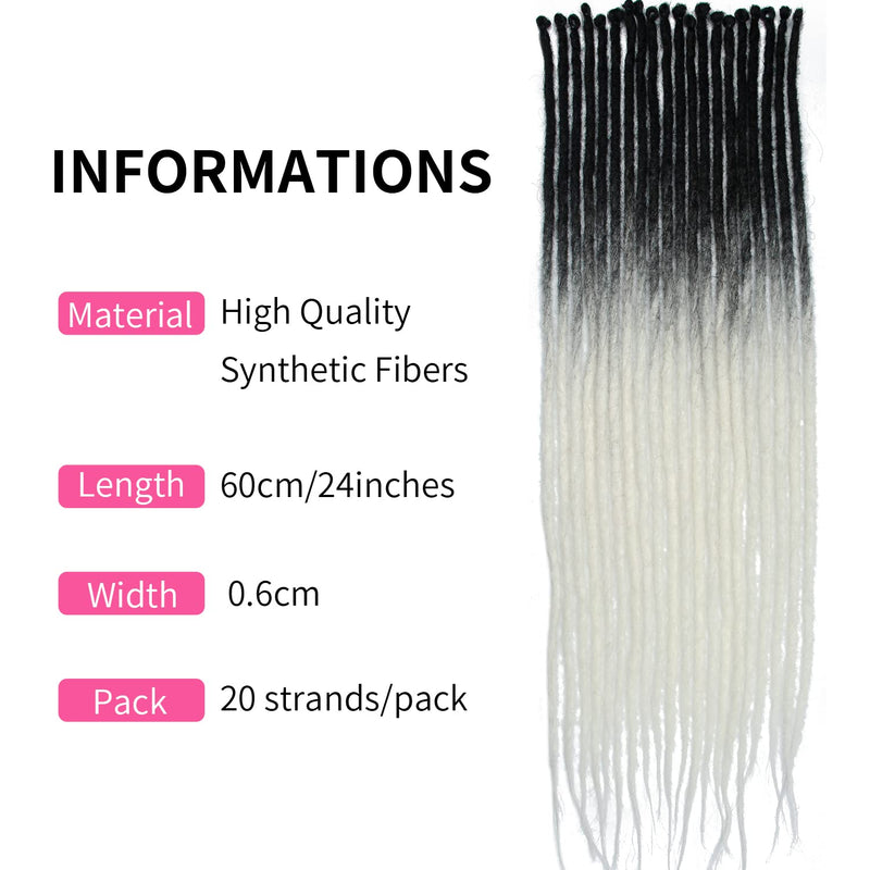 Dünne 0.6cm Synthetische Dreadlock Extensions Handgemacht 24 Zoll 20 Stränge Häkelhaar Lange Häkelzö
