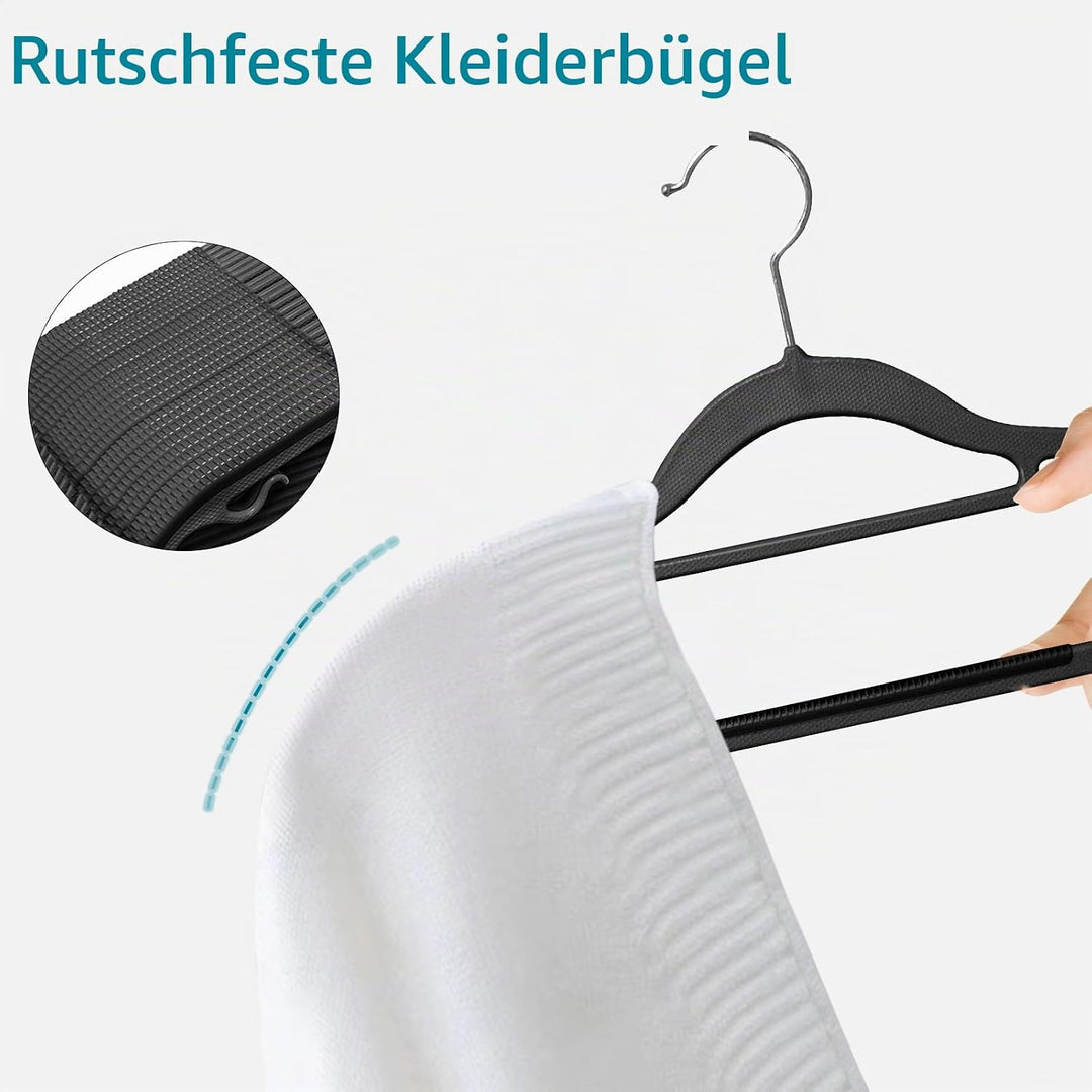 ABHENG 30 Stück Kleiderbügel, Rutschfester Kunststoffbügel, Platzsparender Bügel, 360° Drehbarer Hak