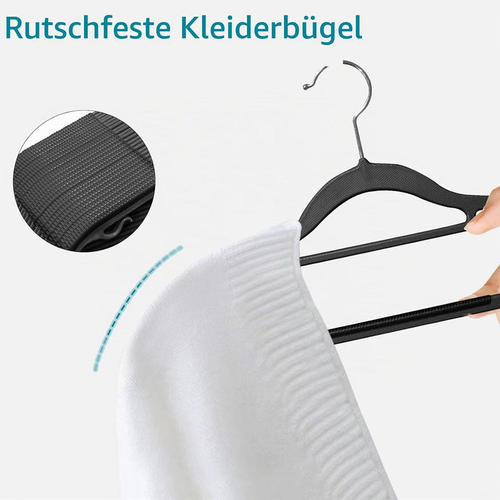 ABHENG 30 Stück Kleiderbügel, Rutschfester Kunststoffbügel, Platzsparender Bügel, 360° Drehbarer Hak