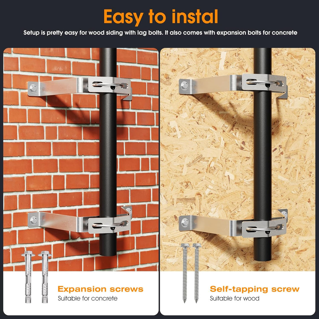 SS304 Wall Spacer/Mast Holder Pair HQ 10cm - Pole up to 50mm for Satellite Bowl/ Antenna/Parasol/Sun