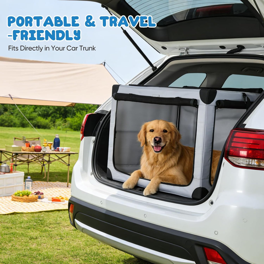 Faltbare Hundetransportbox Faltbar Zusammenklappbar | Wasserdicht Hundebox Auto mit Tür | Tragbarer