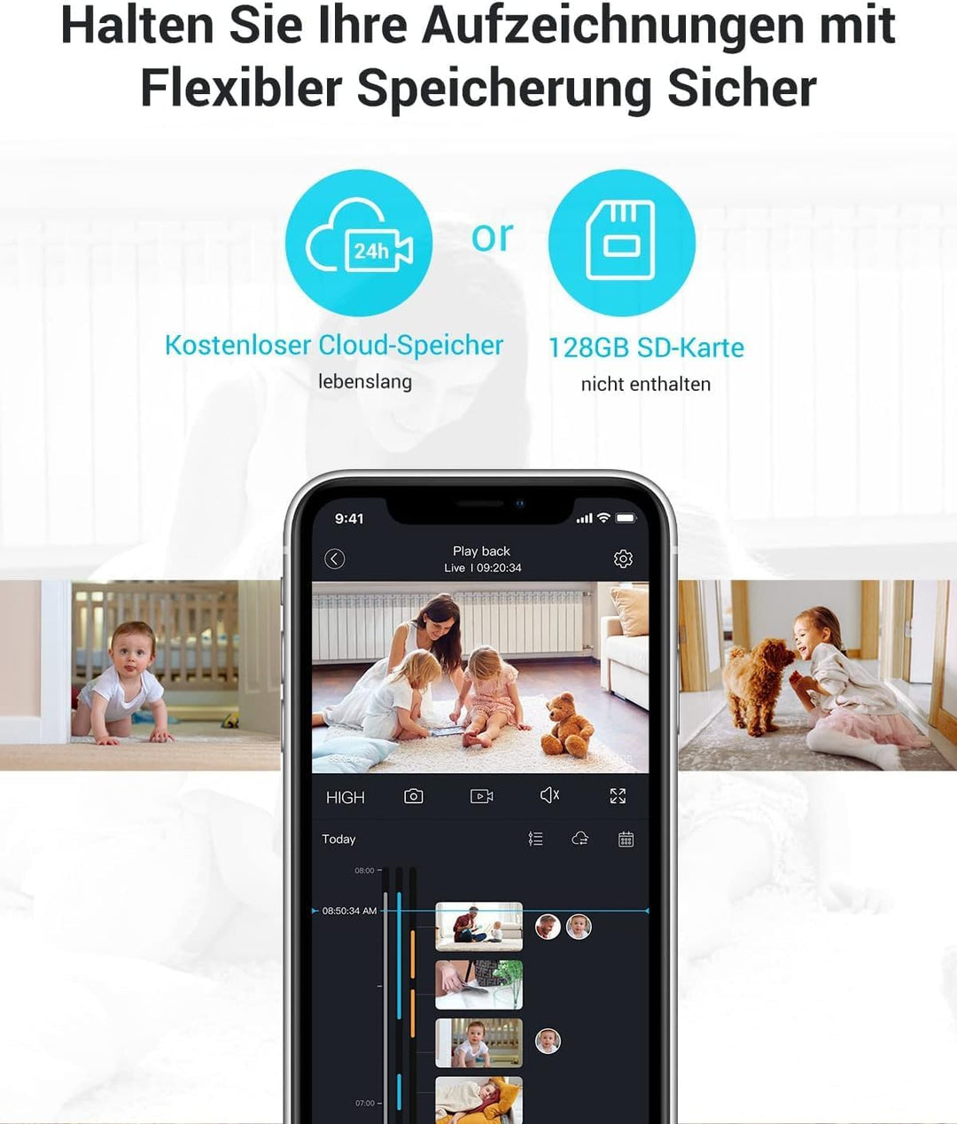 blurams 2K Überwachungskamera Innen, 360° WLAN Kamera,Bewegungsverfolgung Nachtsicht Haustier Kamera