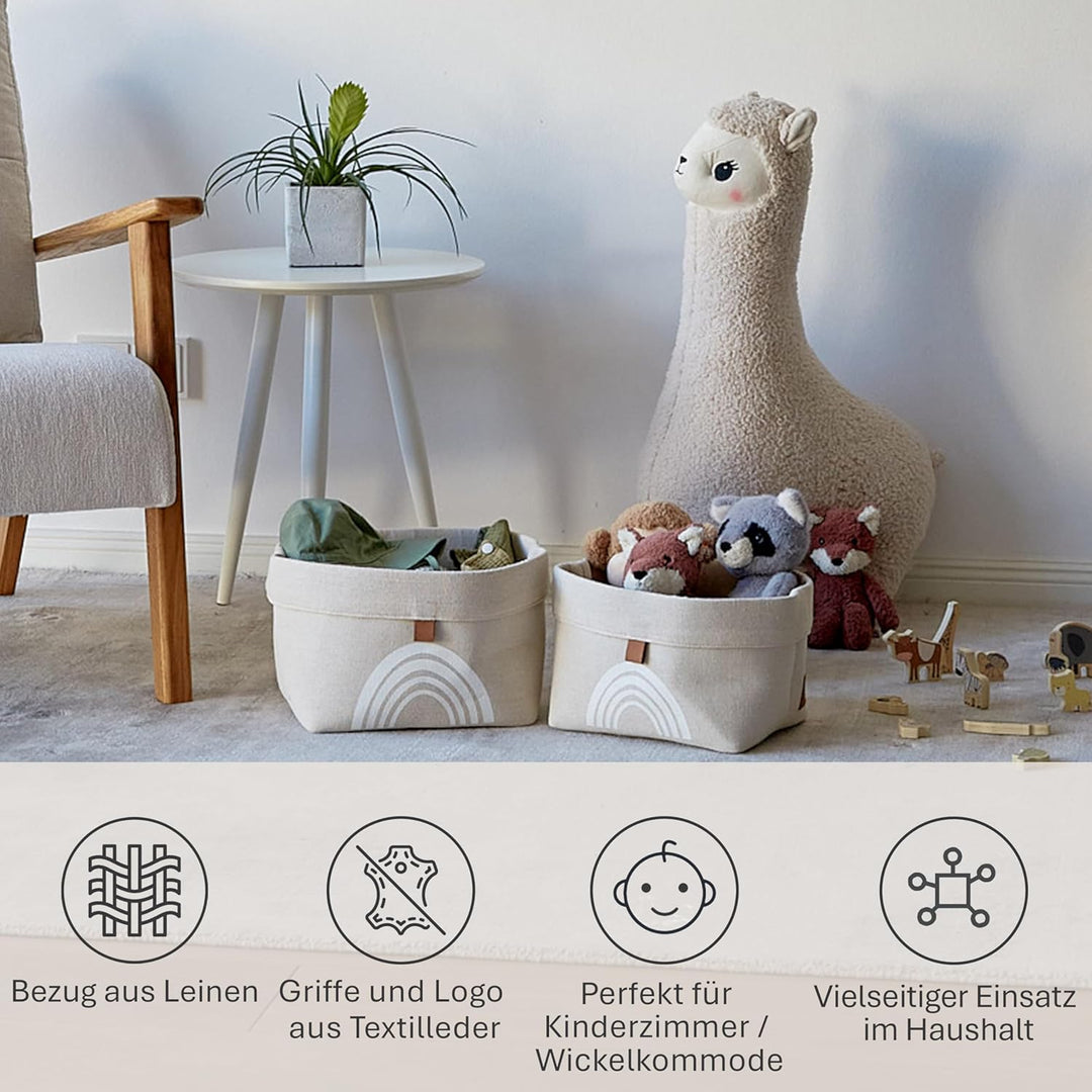 LOVE IT STORE IT Premium Aufbewahrungskörbe - Aufbewahrungskorb Set beige für Kinderzimmer und Bad -