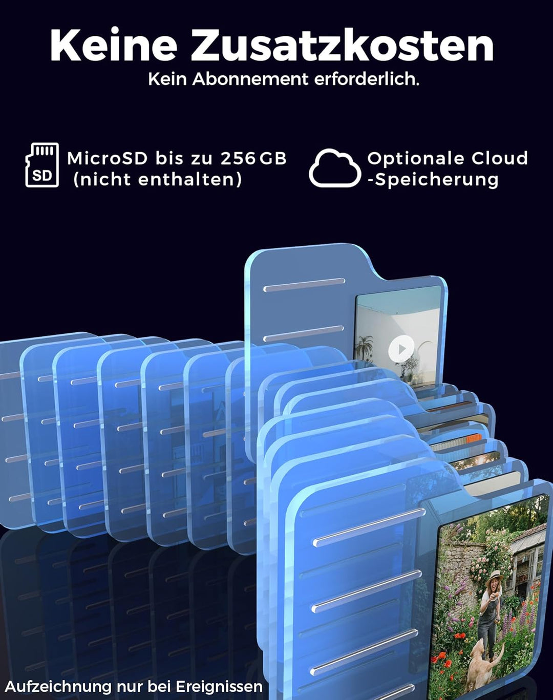 VIRTAVO 2K 3MP Überwachungskamera Aussen Akku, WLAN Kamera Kabellos für Innen & Aussen, Starlight Fa