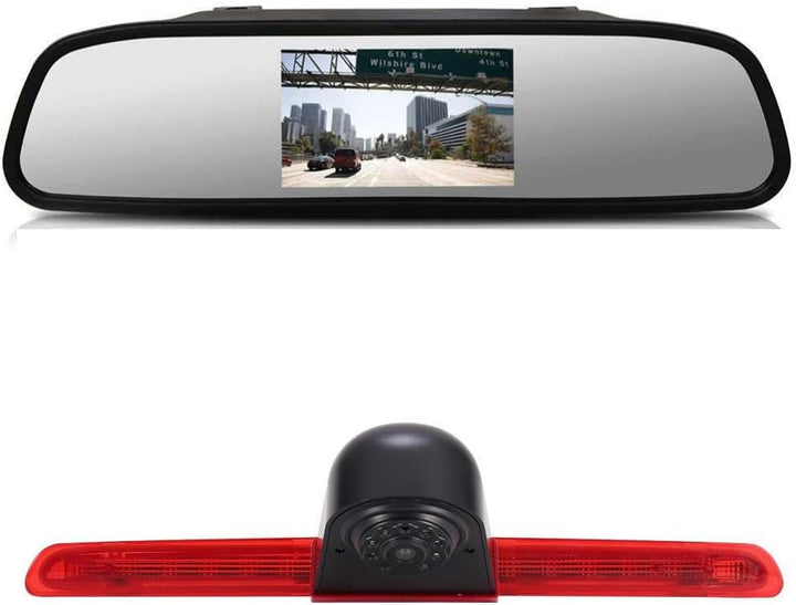 「12mm Objektiv CMOS Rückfahrkamera+ 4.3 Zoll Auto Rückspiegel」Bremsleuchte Auto Dach Rückfahrkamera