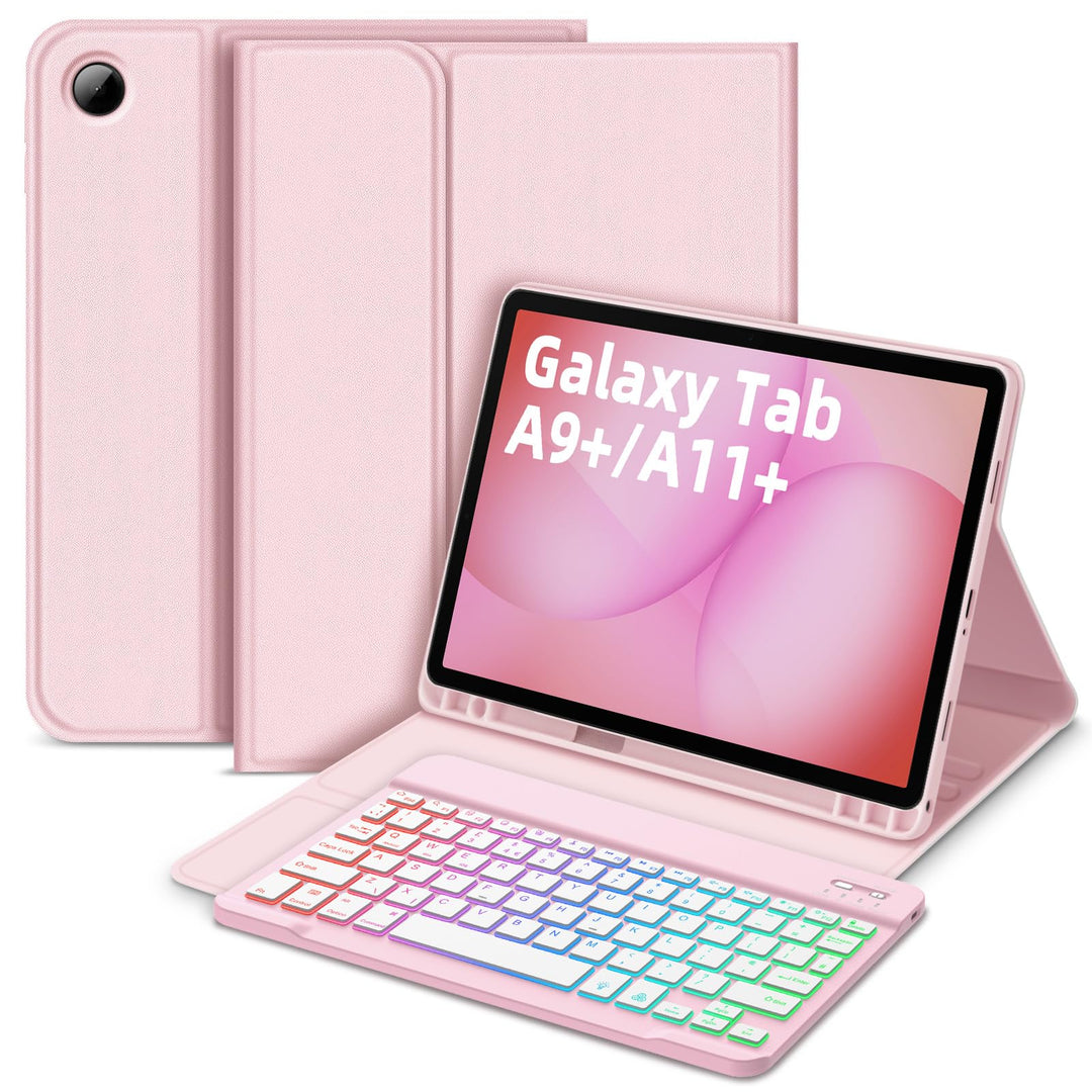 Bettdow für Samsung Galaxy Tab A11+/A9+ 11" Tastatur Hülle, Deutsch QWERTZ Layout Abnehmbarer Beleuc