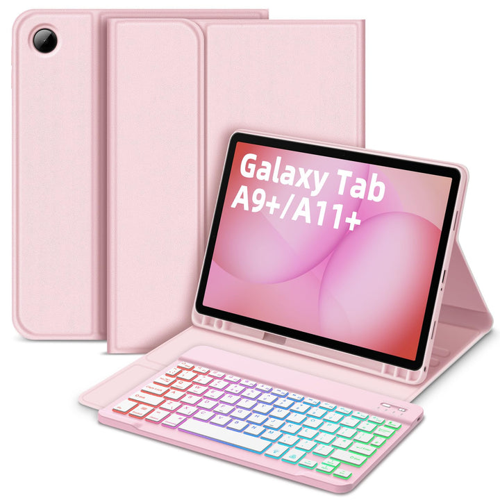 Bettdow für Samsung Galaxy Tab A11+/A9+ 11" Tastatur Hülle, Deutsch QWERTZ Layout Abnehmbarer Beleuc