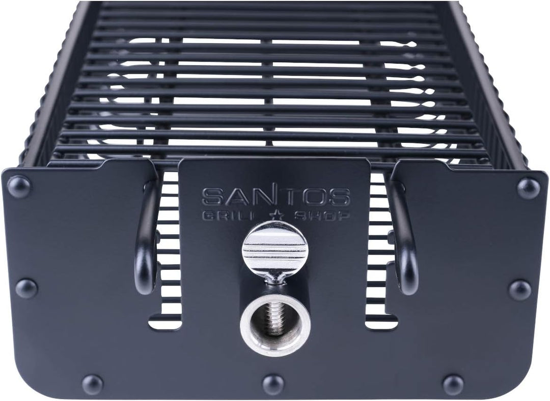 SANTOS Drehspiess-Korb für Drehspiesse (⌀ max. 11mm) - Grillkorb eckig - Grillzubehör - Fleisch, Fis