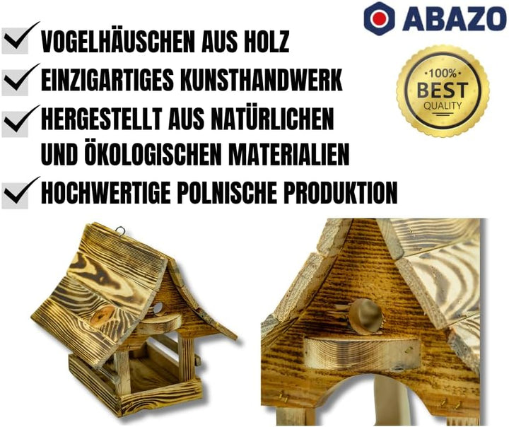 Vögelhaus, Vogelhaus, Futterhaus, Futterhäuschen, handgefertigt gebranntes Holz klein, 23cm x 25cm x