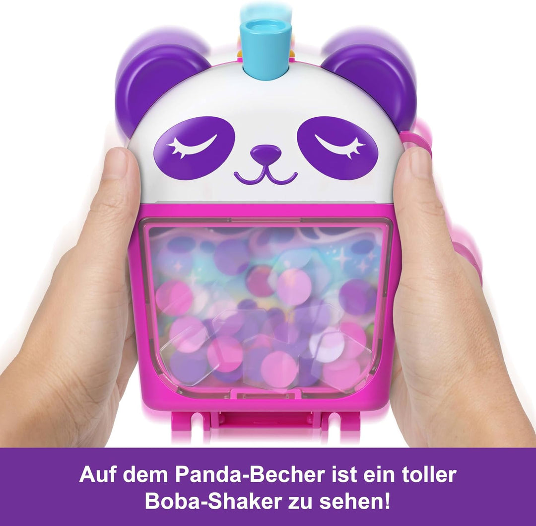 Polly Pocket-Puppen und Spielset, Bubble Tea-Pandaschatulle, tierisches Spielzeug mit 2 kleinen Pupp
