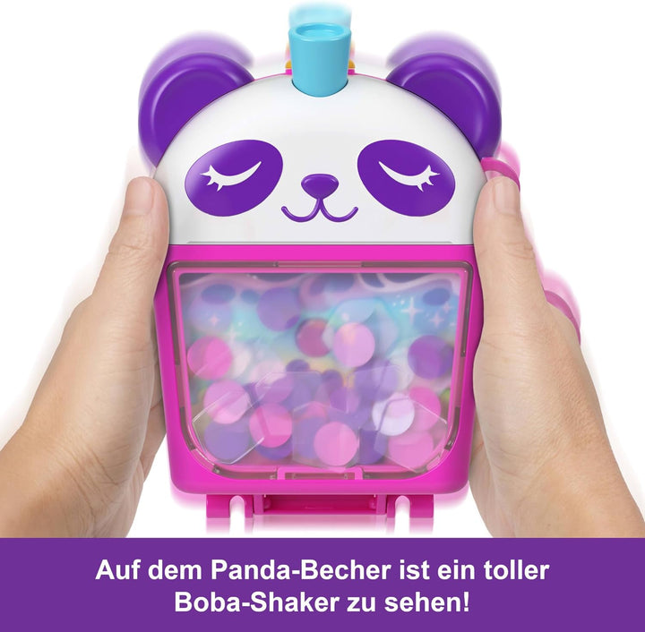 Polly Pocket-Puppen und Spielset, Bubble Tea-Pandaschatulle, tierisches Spielzeug mit 2 kleinen Pupp