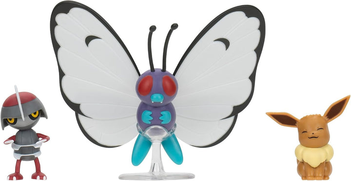Pokémon PKW3737 - Battle Figure Set - Evoli, Gladiantri, Smettbo, offizielles Figuren Set