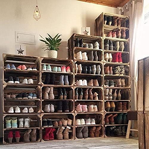 Geflammte Apfelkiste mit Mittelbrett für Schuhregale (3er Set)