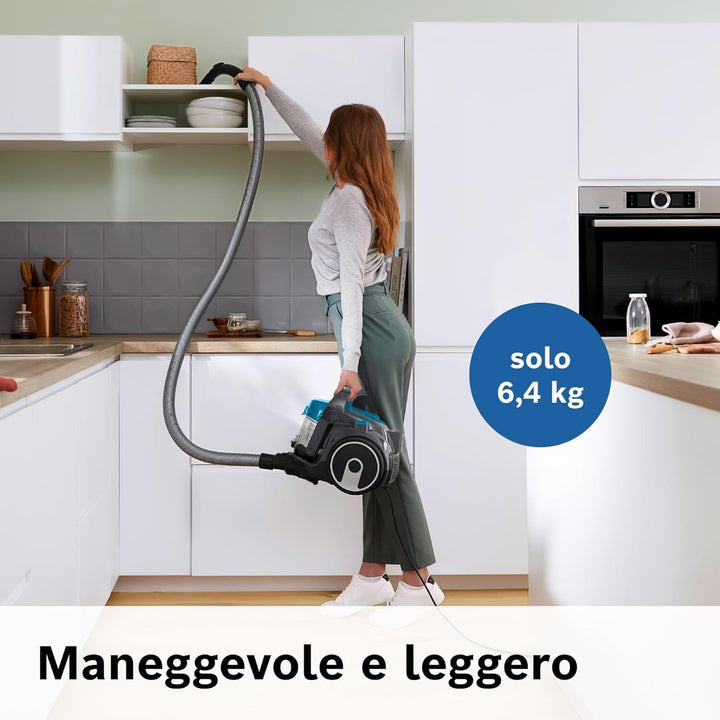 Bosch Home and Garden BGS05X240 GS05 Cleann'n, Beutelloser Staubsauger, kompakt und leicht, türkis,