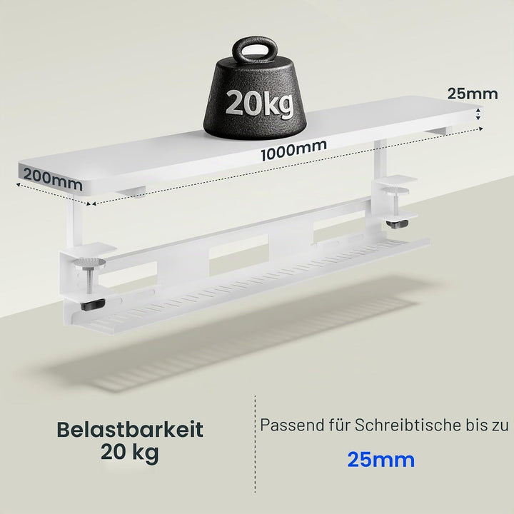 FlexiSpot Monitorerhöhung mit Kabelmanagement, Schreibtisch Aufsatz, klemmbare Schreibtischablage, S
