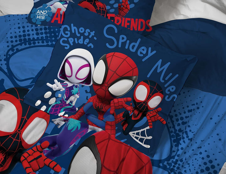 Jay Franco Marvel Spidey and His Amazing Friends Team Spidey 7 Piece Full Size Bed Set - Includes Co