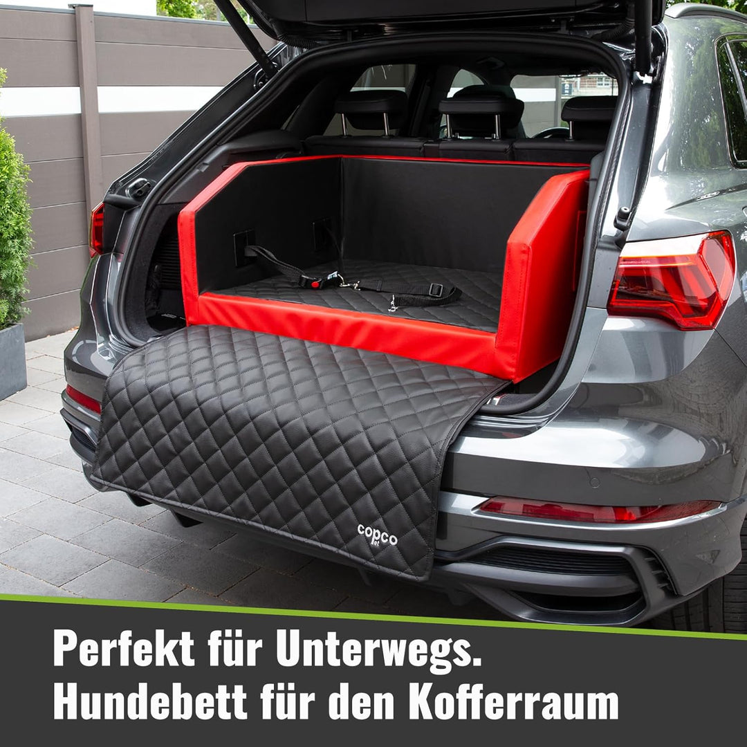CopcoPet - Travel Bed Hundebett für Kofferraum 110x90x38cm Kunstleder - Kofferraumschutz Hund wasser