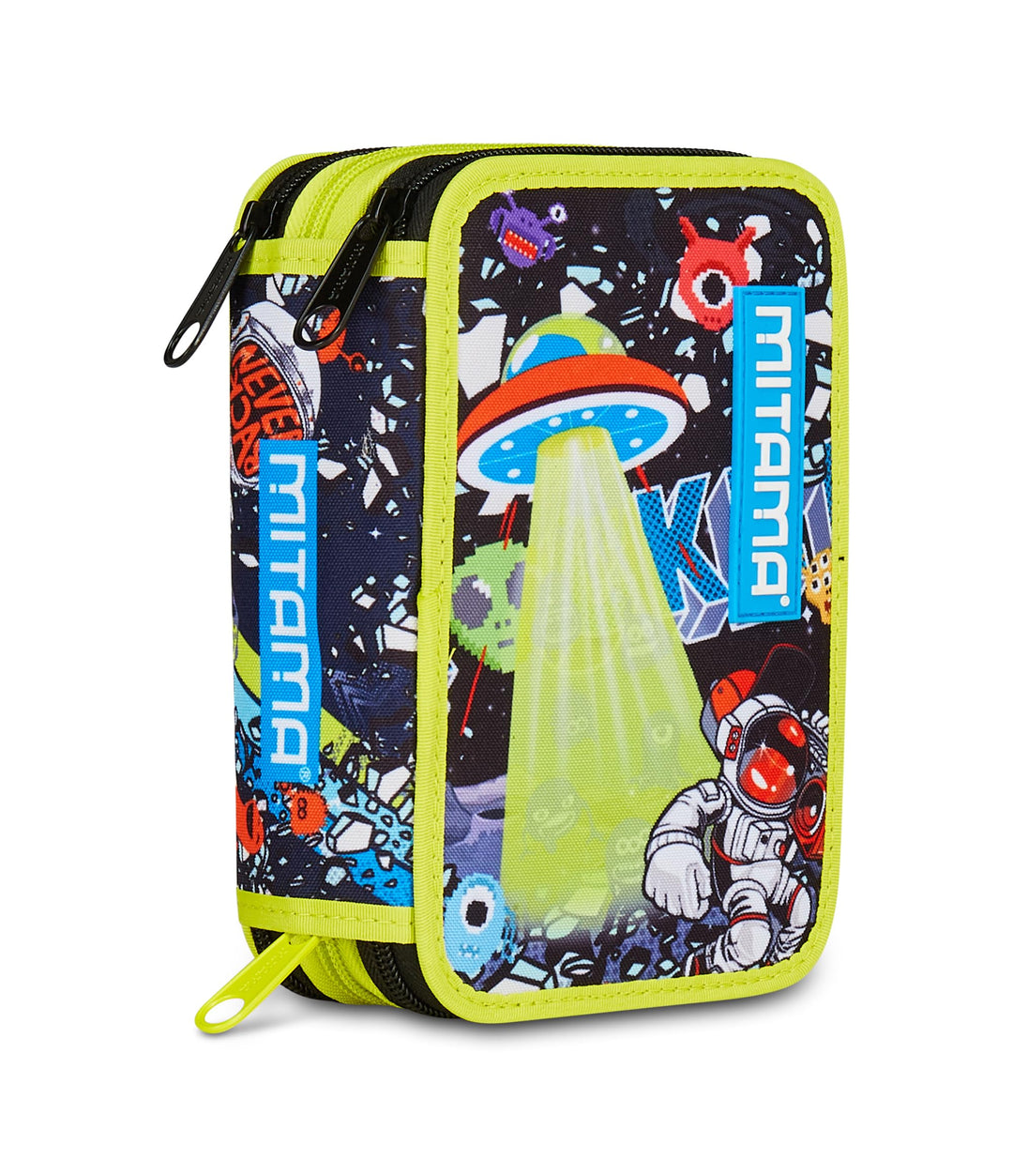 Mitama Federmäppchen mit 3 Fächern und 47 Teilen, gefülltes Schüleretui, Federtasche für Schreibware