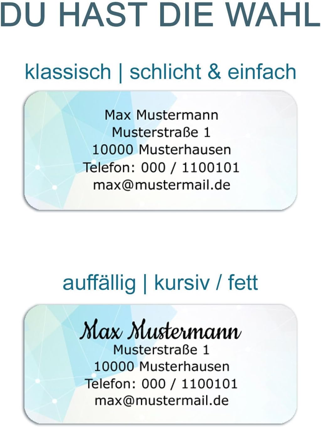 Sunnywall® Adressetiketten Adressaufkleber personalisiert - 110 Klebeetiketten Gemischte 53x21mm | A