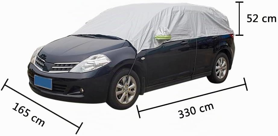 Blueshyhall Halbe Autoabdeckung Wasserdicht für Kleinwagen und Kompakt SUV, Autoabdeckung Winter Fro