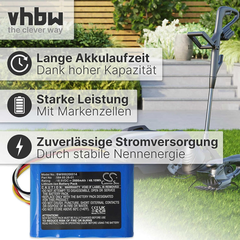 vhbw Akku kompatibel mit Gardena R100Li, R130Li, R160Li 2016, R160Li 2017, R160Li 2018, Sileno, Sile