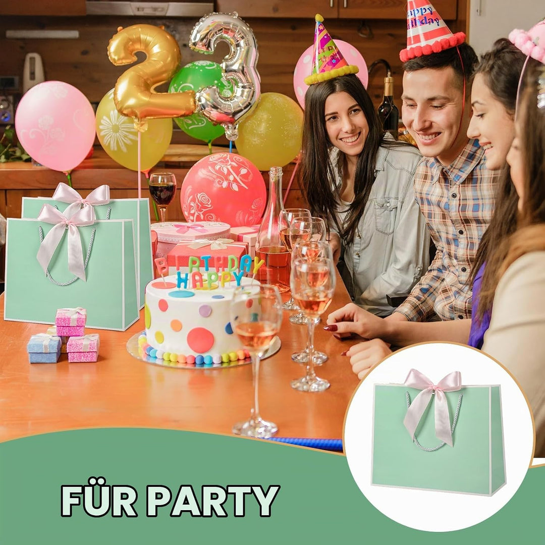 Geschenktüte mit Schleife,Geschenktüte Weiss,Geschenktaschen für Geburtstag, Hochzeit, Festivalfeier