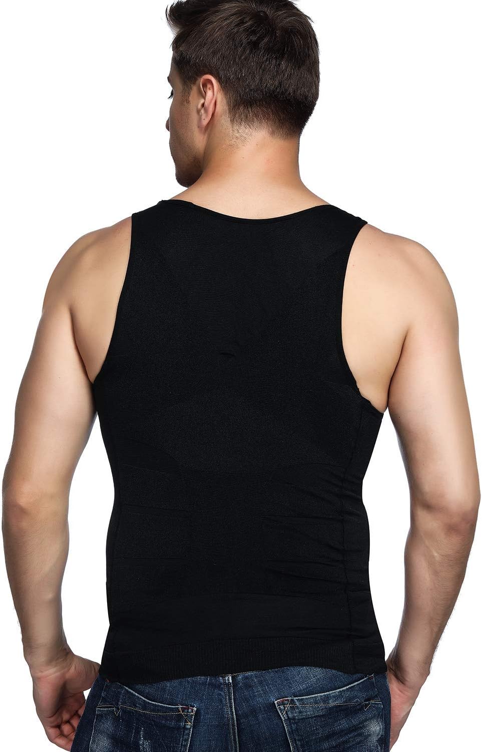 Odoland Unterhemden Herren Shapewear 3er Pack Tank Top Compression Shirt Kompressionsshirt Bauchweg