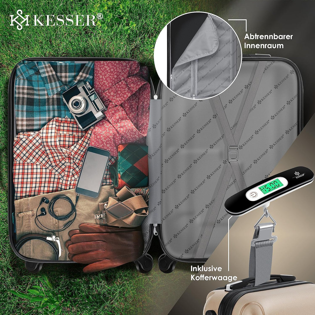 KESSER® Handgepäck Reisekoffer Hartschalen-Koffer Inkl. Kofferwaage + Gepäckanhänger Trolley Gepäck