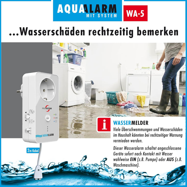 Protector Wasseralarm WA-5 Wassermelder mit externem Sensor netzbetrieben