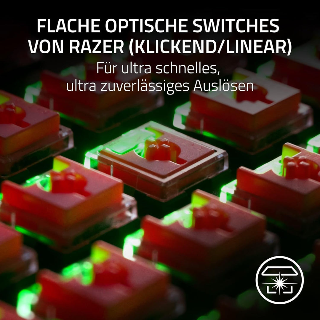 Razer DeathStalker V2 (Red Switch) - Optische Low-Profile-Gaming-Tastatur (Lineare Optische Switches