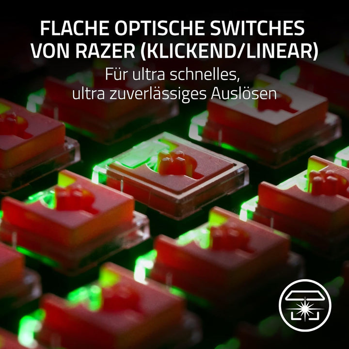 Razer DeathStalker V2 (Red Switch) - Optische Low-Profile-Gaming-Tastatur (Lineare Optische Switches