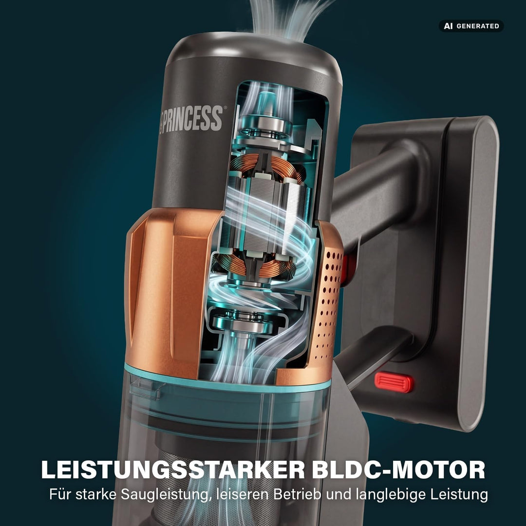 Princess Akku staubsauger, 150 AirWatt, Bis zu 50 Minuten Laufzeit, 339525 Purpurgold, Purpurgold