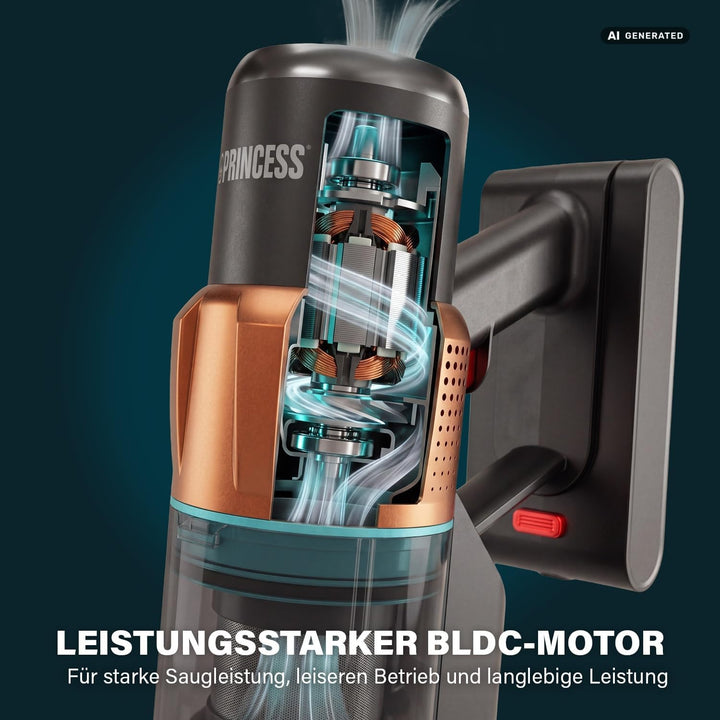 Princess Akku staubsauger, 150 AirWatt, Bis zu 50 Minuten Laufzeit, 339525 Purpurgold, Purpurgold