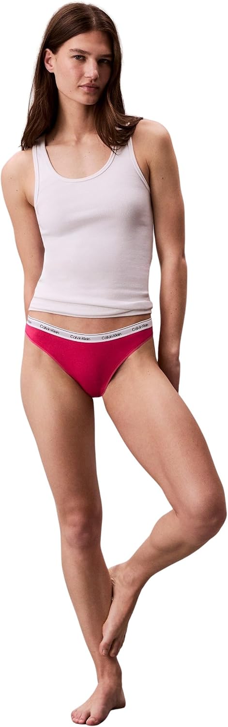 Calvin Klein Damen Bikinihose mit Logobund M Pink (Vibrant Pink), M Pink (Vibrant Pink)