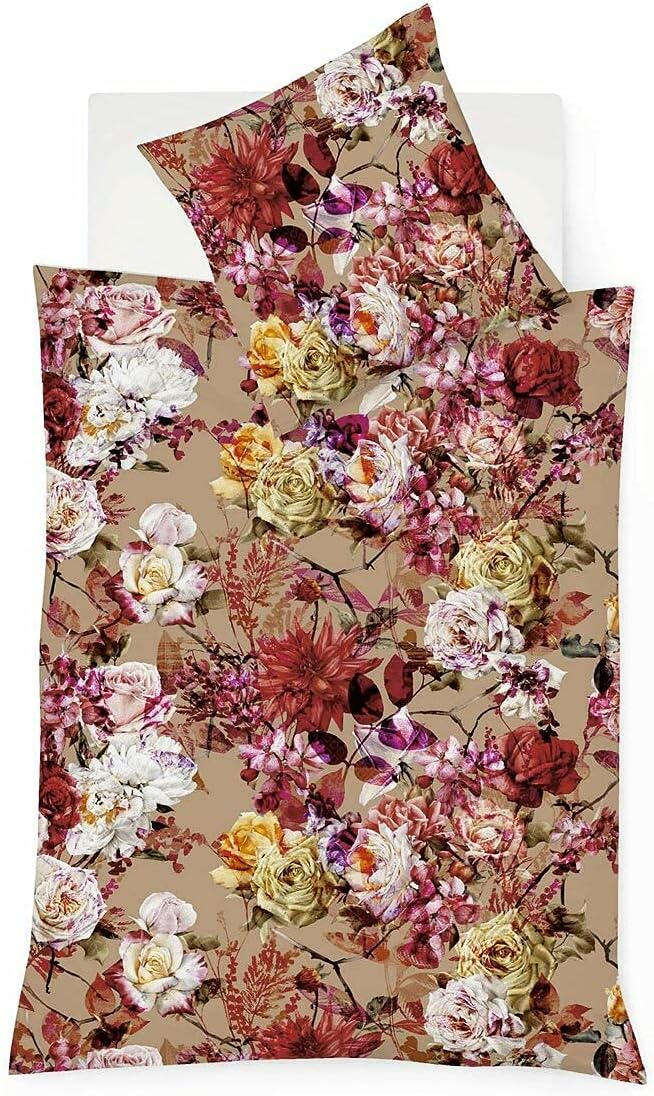 fleuresse Mako-Satin Bettwäsche Bed Art S Rosen Terracotta 1 Bettbezug 155 x 220 cm + 1 Kissenbezug