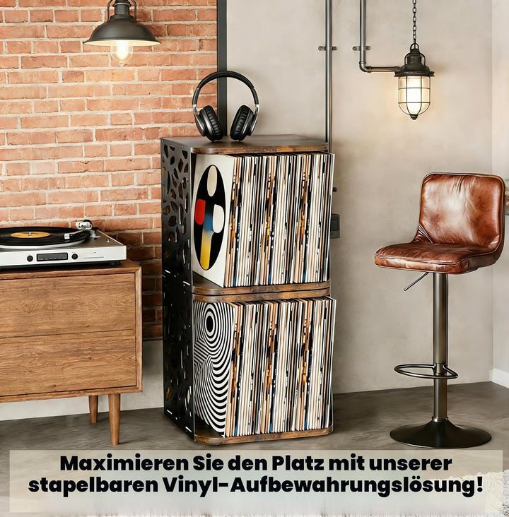 Schallplatten Aufbewahrung bis zu 60 Alben Stapelbar Vinyl Halter | Schallplattenständer aus Metall