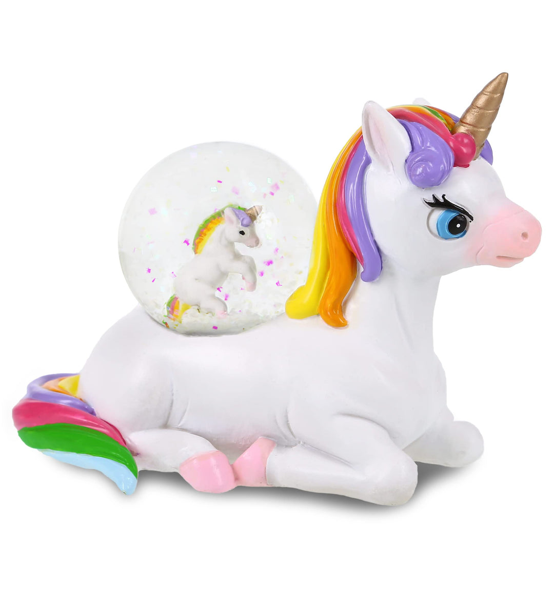 COTA Globa Einhorn Schneekugel Dekor - Rosa Funkeln Regenbogen Figur, Coole Ornament Miniatur für Wo