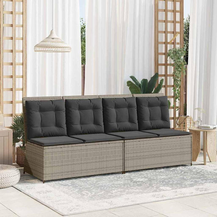 Homgoday Gartenliegebank Hellgrau Poly-Rattan 108 cm Sitzbreite, 2-Personen, für Entspannung und Fre