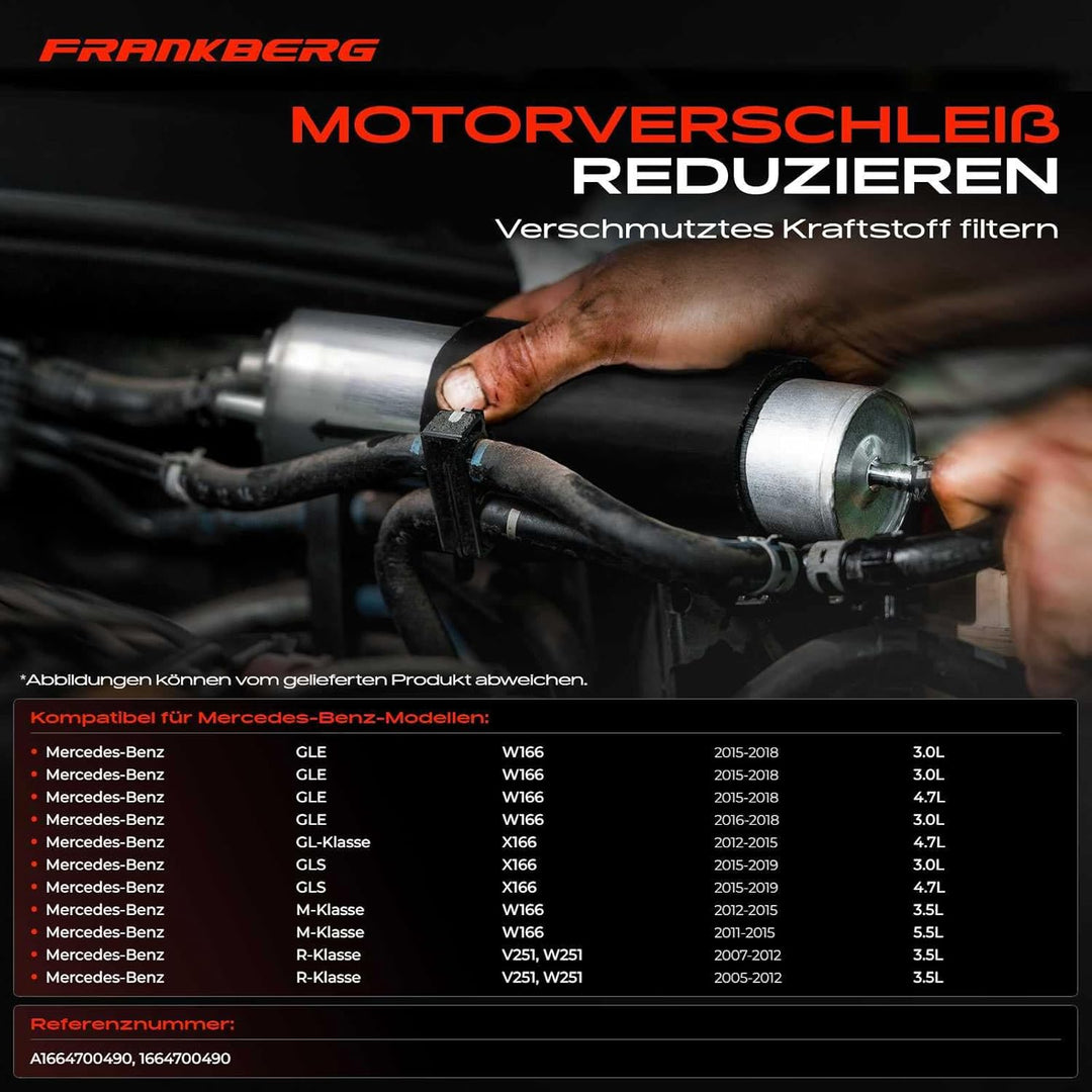 Frankberg Kraftstofffilter für X166 400 500 GL 500 W166 450 AMG ML 300 AMG 43 ML 63 AMG W251 V251 R