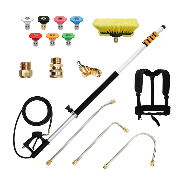 Teleskop Hochdruckreiniger Zauberstab, 7,3 m Hochdruckreiniger Sprühstab Set mit 7 Sprühdüsenspitzen