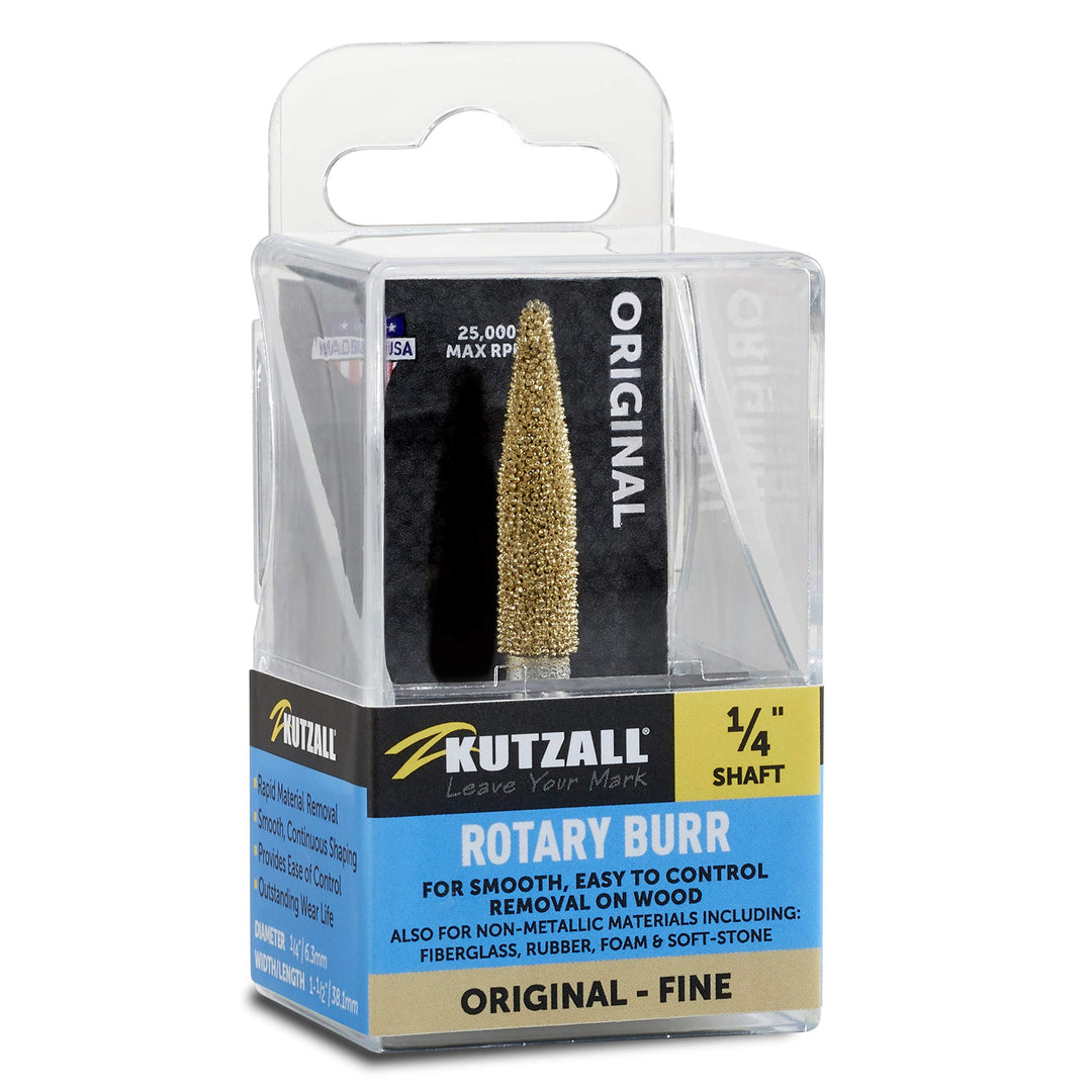 Kutzall Original Kegelfräser, 1⁄4" Schaft, fein - Holzbearbeitungswerkzeug für Bosch, DeWalt, Milwau